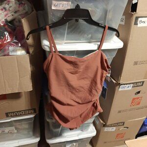 New TAG ! One Piece Cupshe Swimsuit Push Up Bra Backless Brown Size L